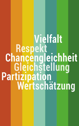 Antidiskriminierung TH AB, verschiedene Farben, Vielfalt, Respekt, Chancengleichheit, Gleichstellung, Partizipation, Wertschätzung