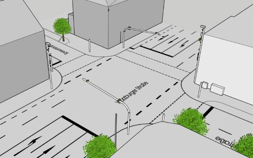 3D model of research intersection in Aschaffenburg on the Würzburger Street