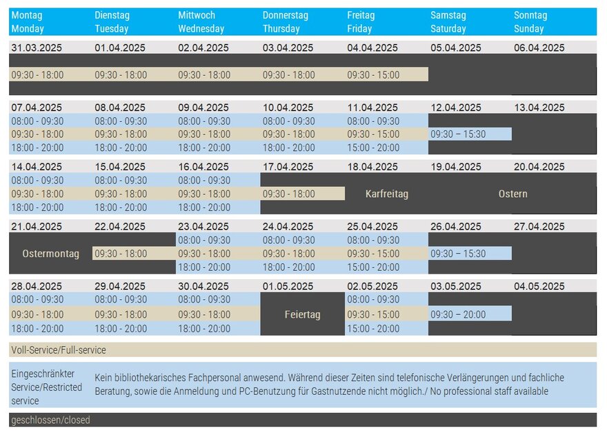 Opening Hours Library April