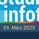Grafik mit Schriftzug Studieninfotag 2025, Datum 29. März, Uhrzeit 10 bis 15 Uhr und Hinweis vor Ort und online vor blauem Hintergrund