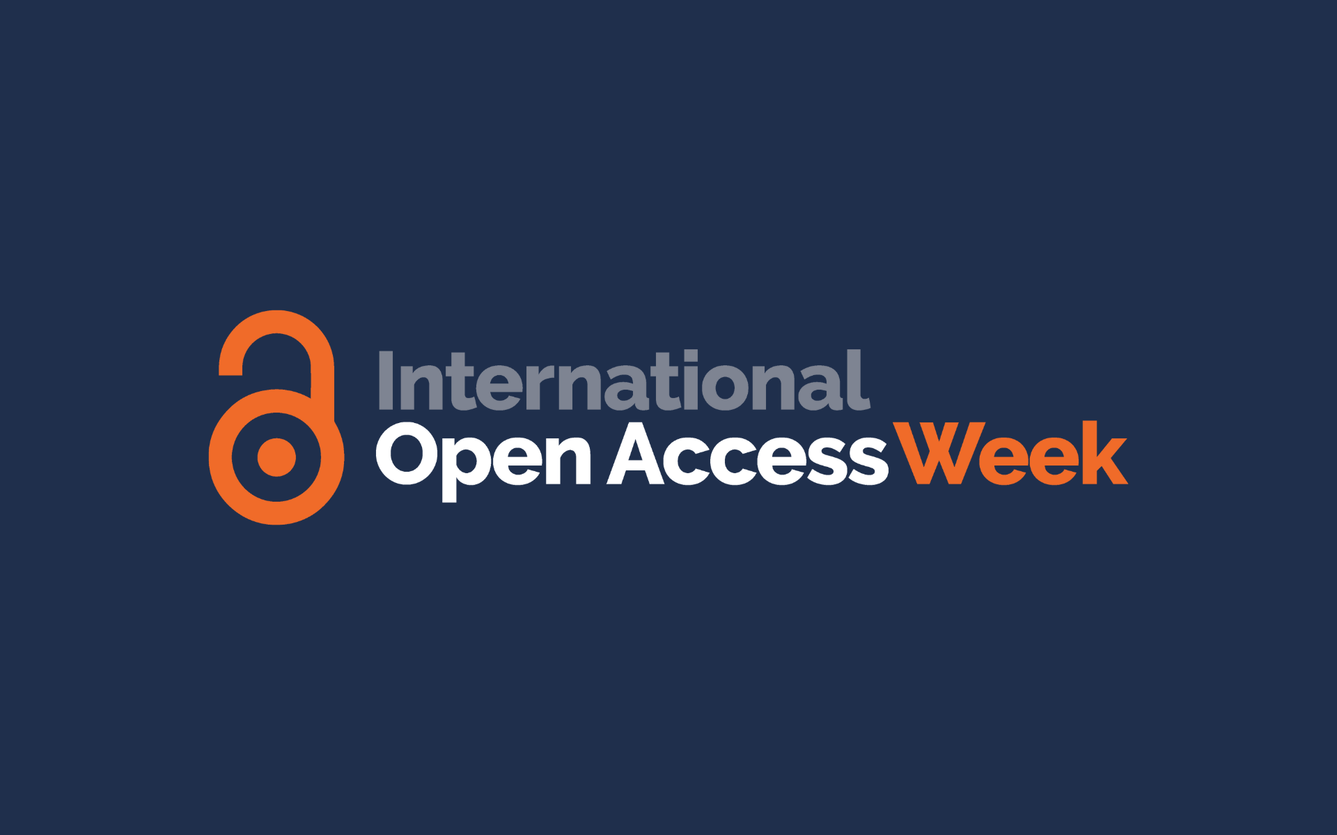 Schriftzug der International Open Access Week auf dunkelblauem Hintergrund