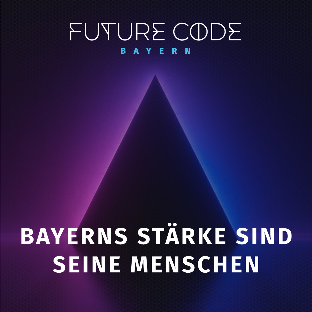Logo Future Code Bayern mit Slogan Bayerns Stärke sind seine Menschen